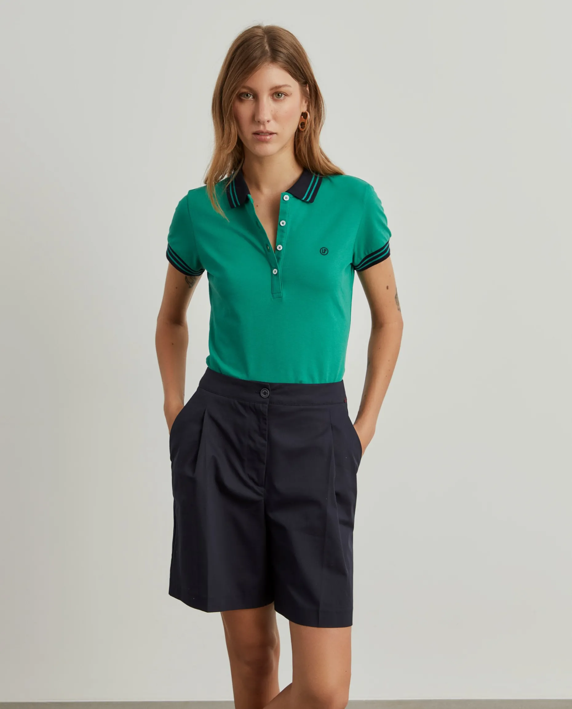 Polo piqué bicolor em algodão