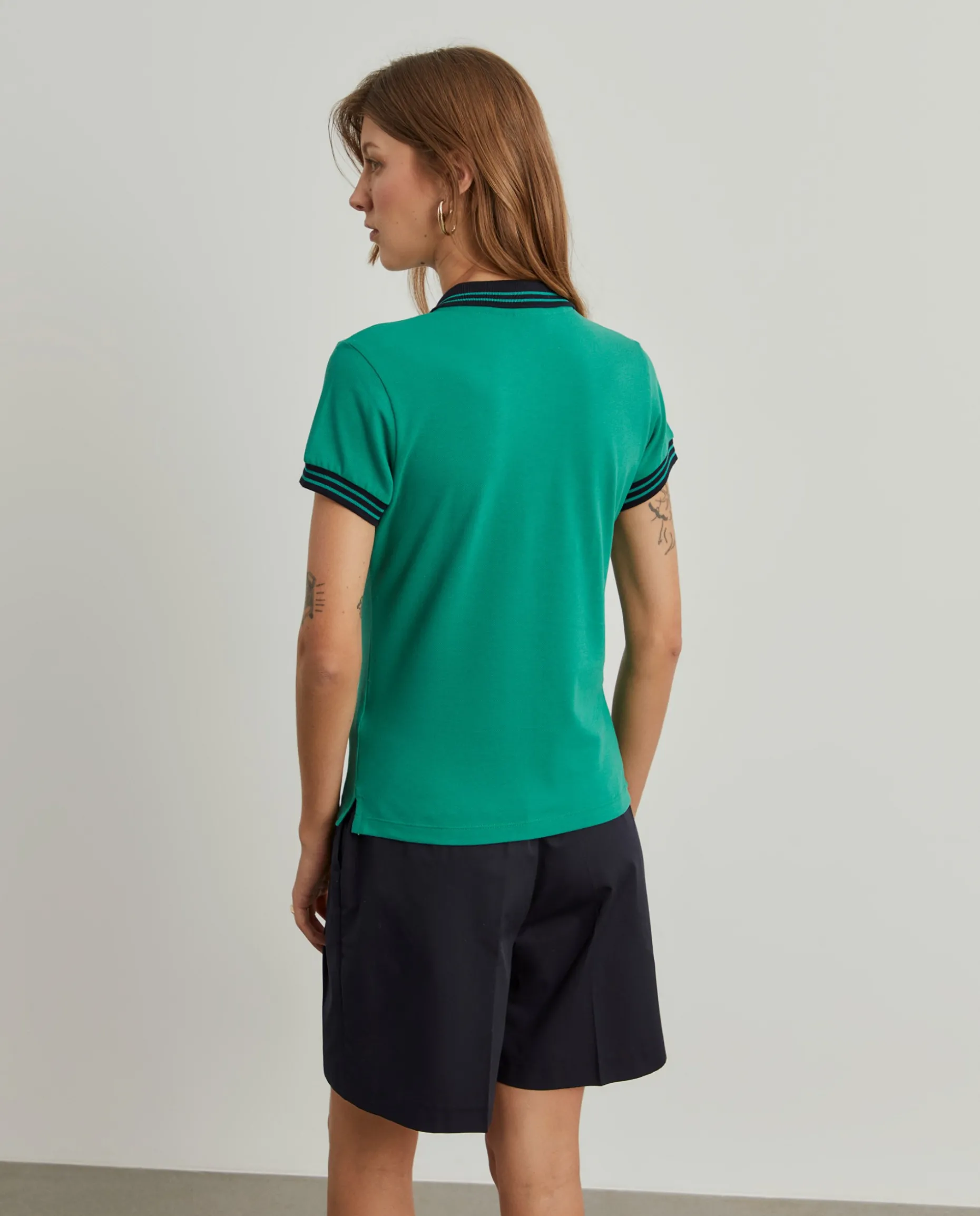 Polo piqué bicolor em algodão