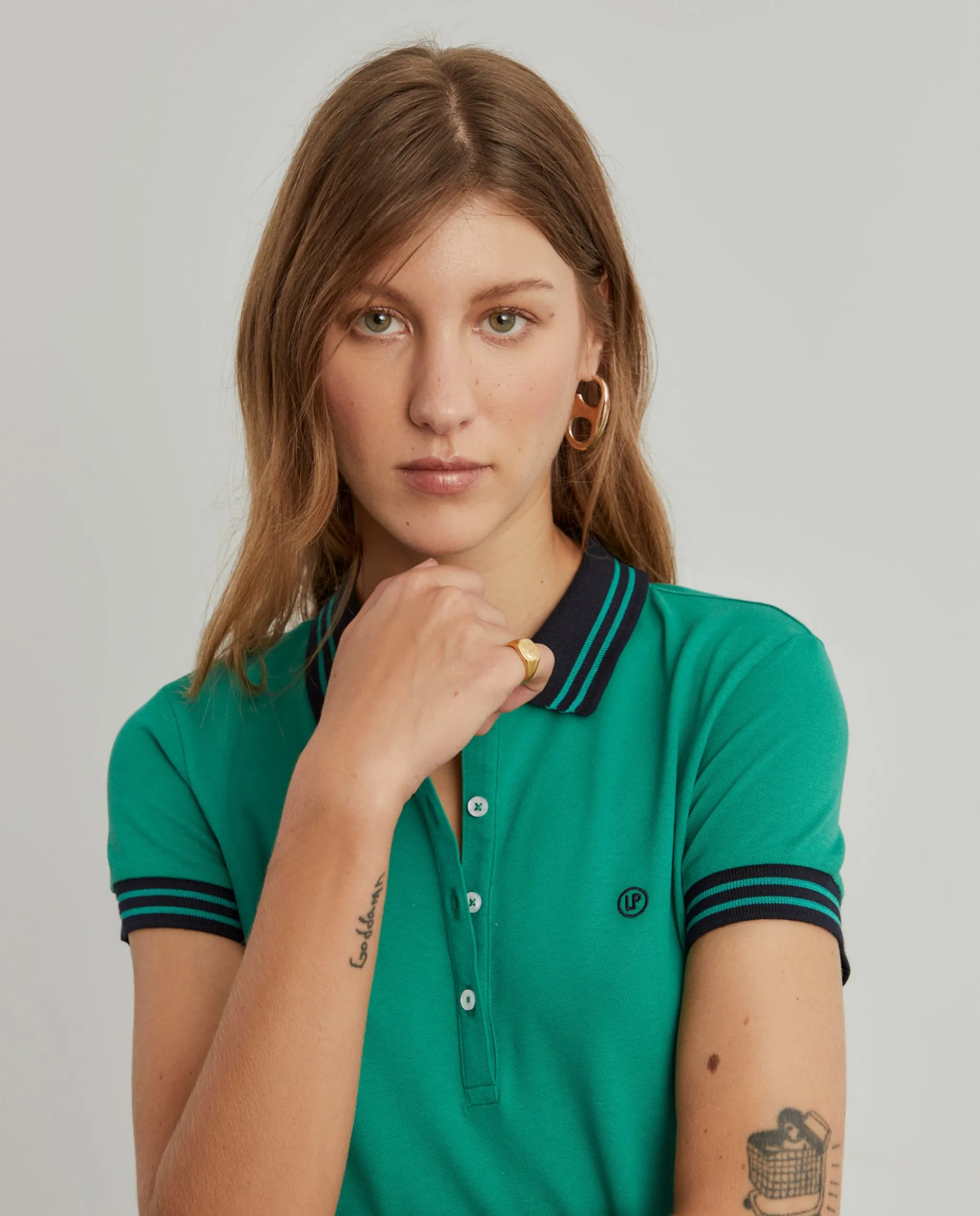 Polo piqué bicolor em algodão