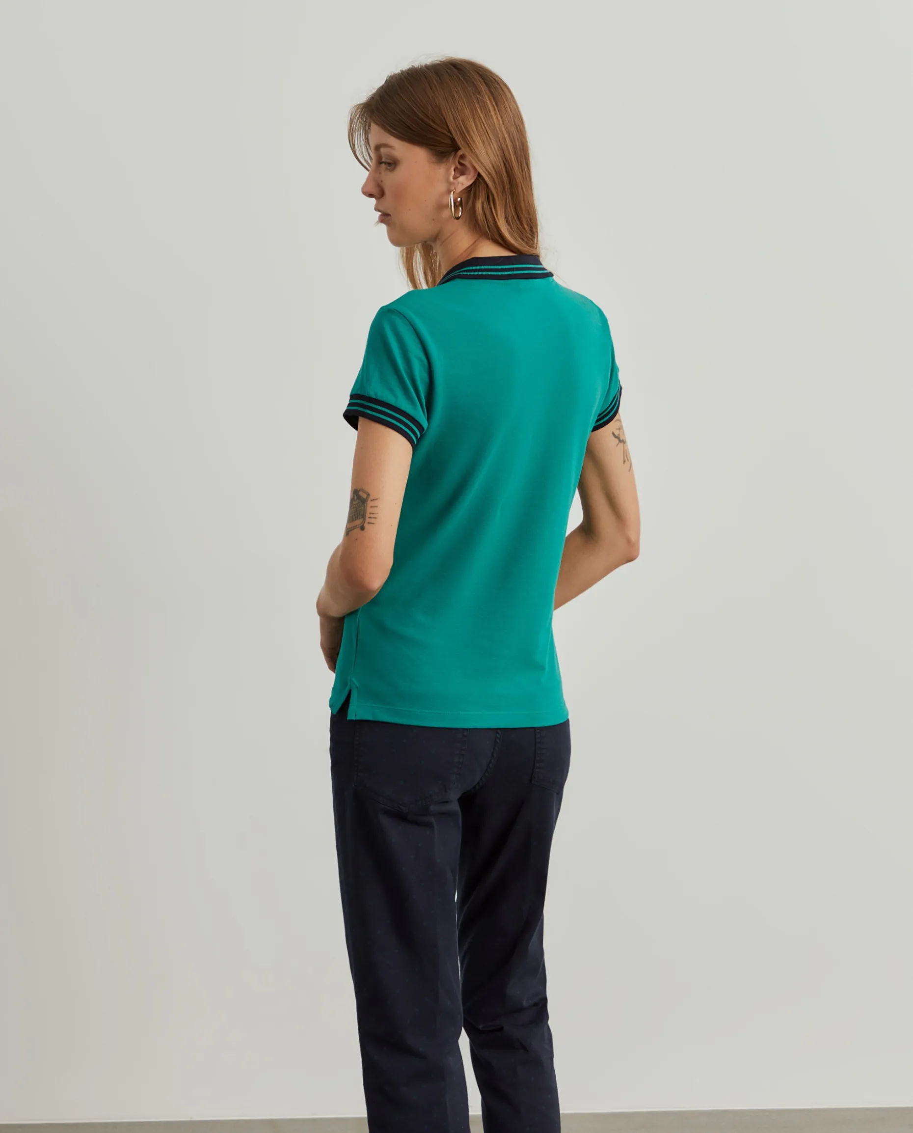 Polo piqué bicolor em algodão