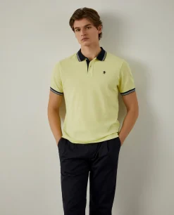 Polo piqué com riscas a contraste