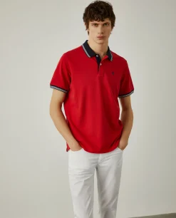 Polo piqué com riscas a contraste