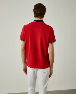 Polo piqué com riscas a contraste