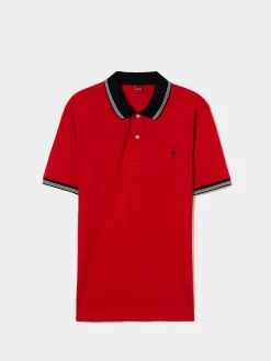 Polo piqué com riscas a contraste