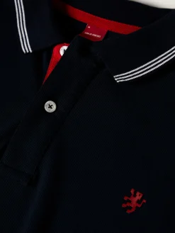 Polo piqué com riscas a contraste