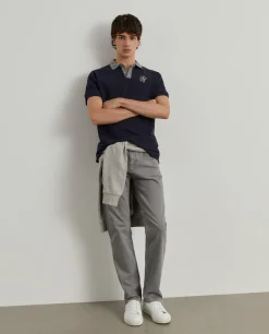 Polo piqué sem botões gola em contraste