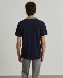 Polo piqué sem botões gola em contraste