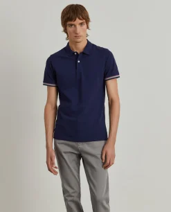 Polo piqué slim fit com riscas