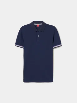 Polo piqué slim fit com riscas