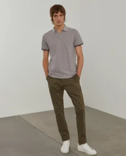 Polo piqué slim fit com riscas