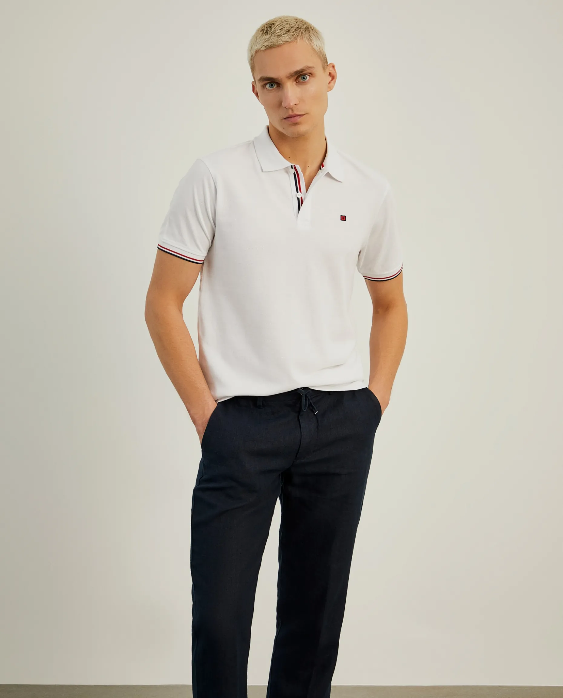 Polo piqué slim fit em algodão
