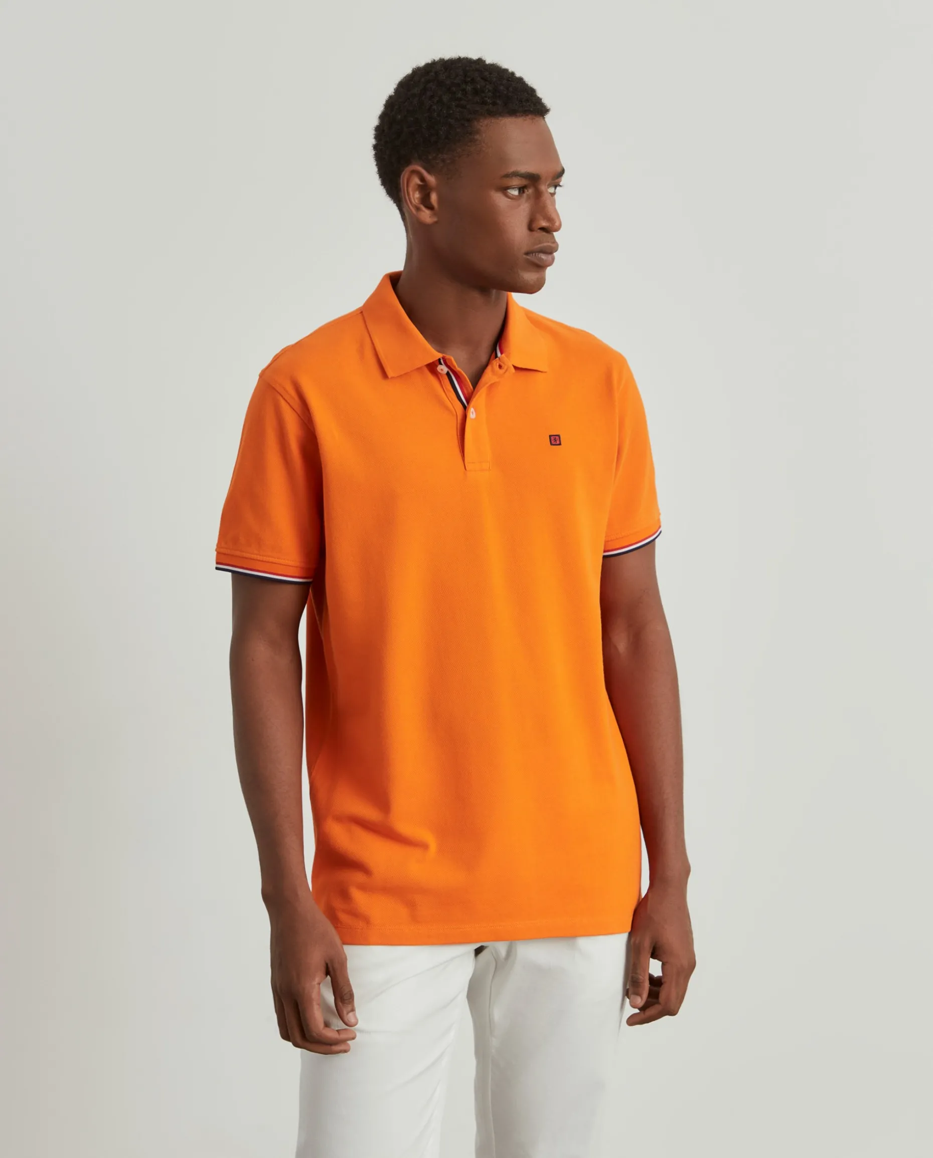 Polo piqué slim fit em algodão