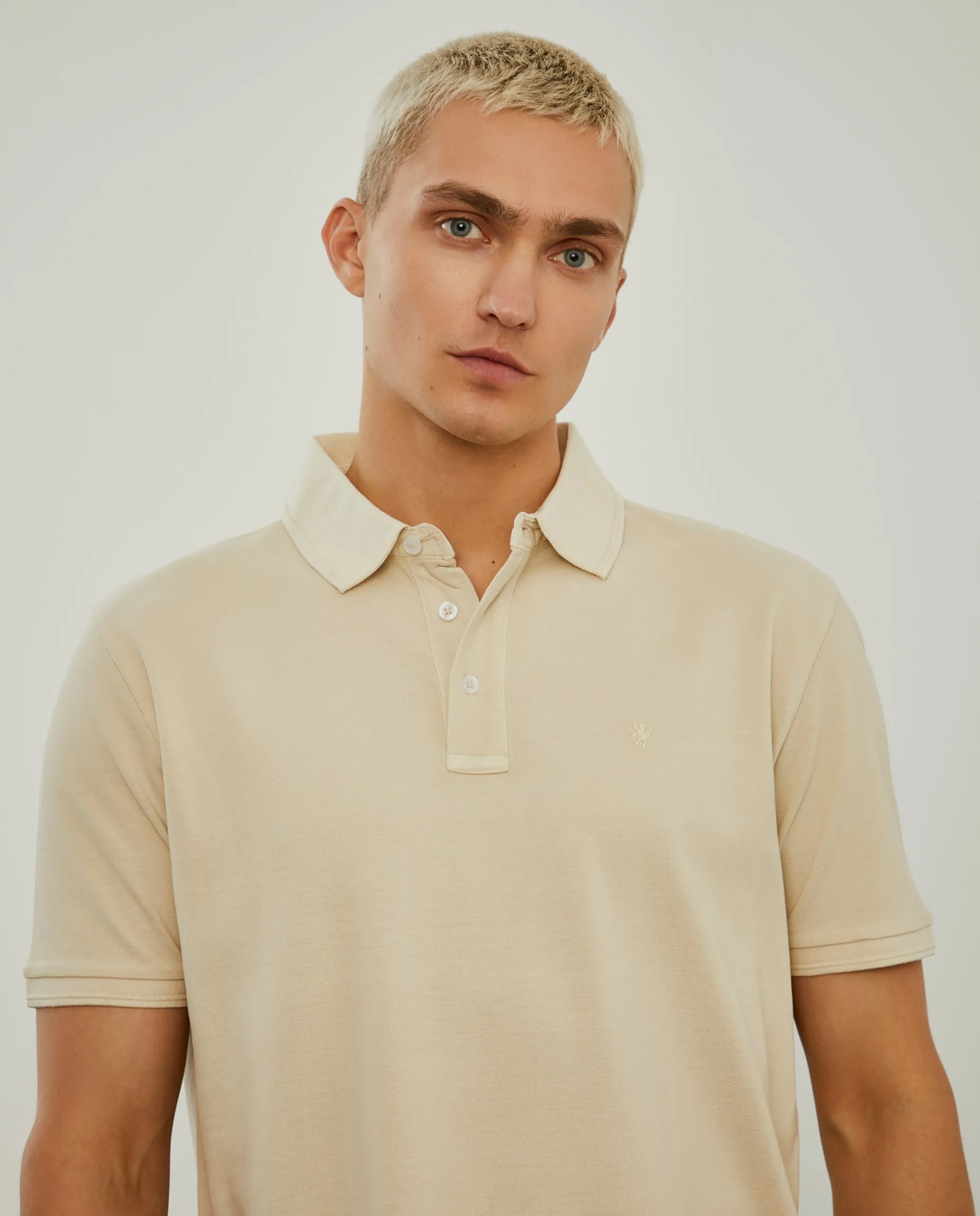 Polo piqué slim fit garment dye