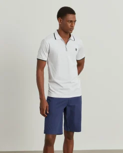 Polo slim fit com fecho e riscas