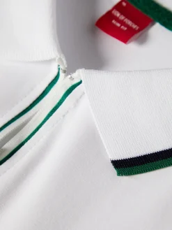 Polo slim fit com fecho e riscas