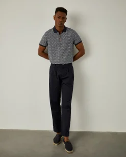 Polo slim fit com padrão de flores