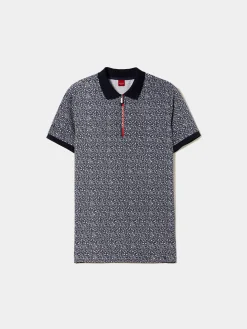 Polo slim fit com padrão de flores