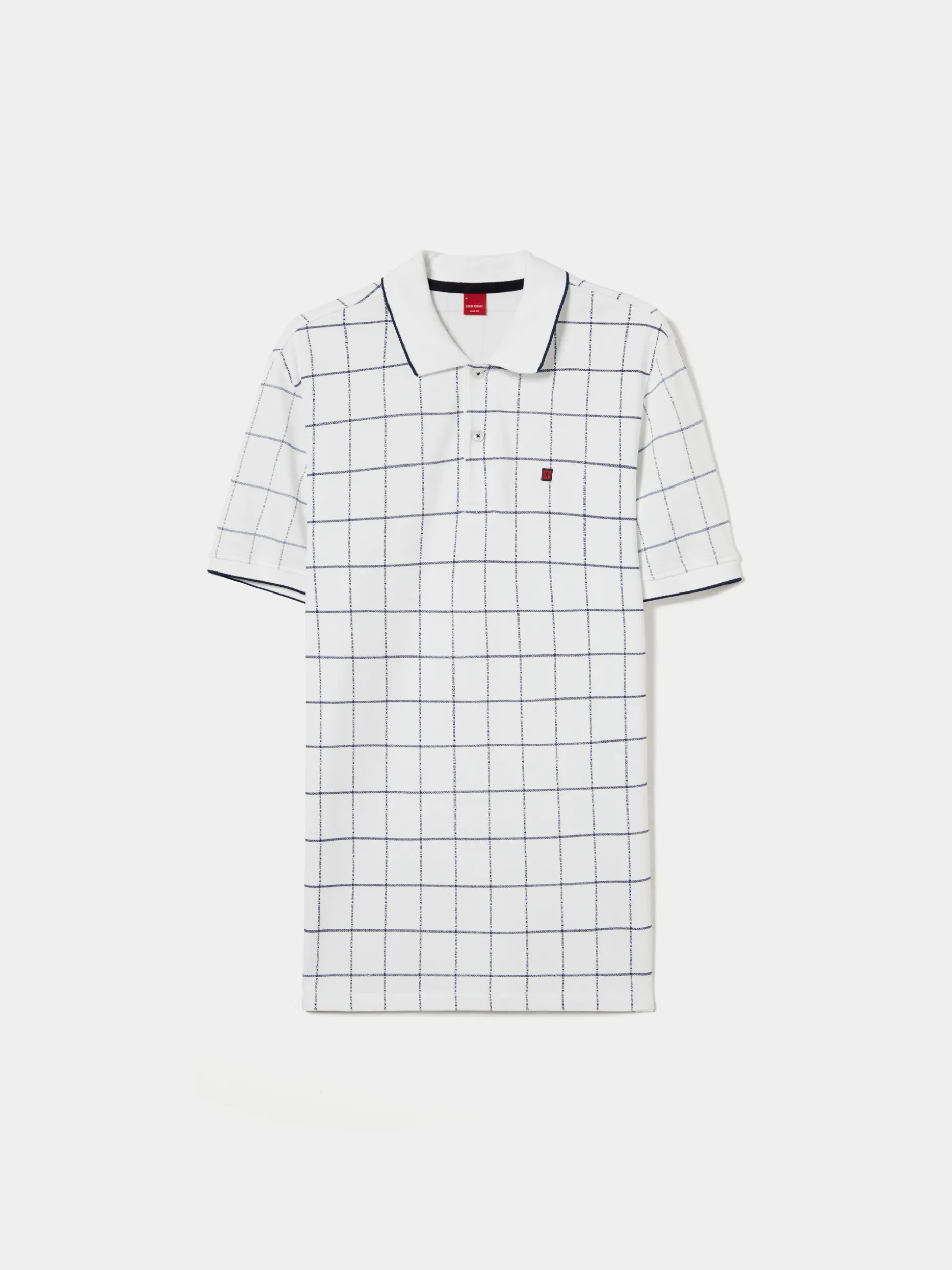 Polo slim fit com padrão quadrados