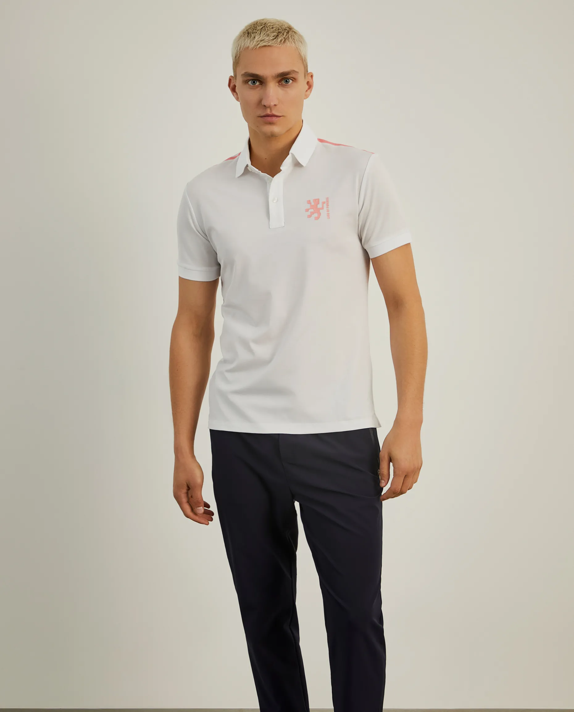 Polo slim fit com risca em contraste