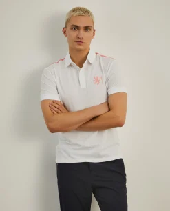 Polo slim fit com risca em contraste