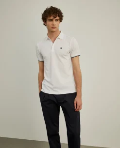 Polo slim fit com riscas a contraste
