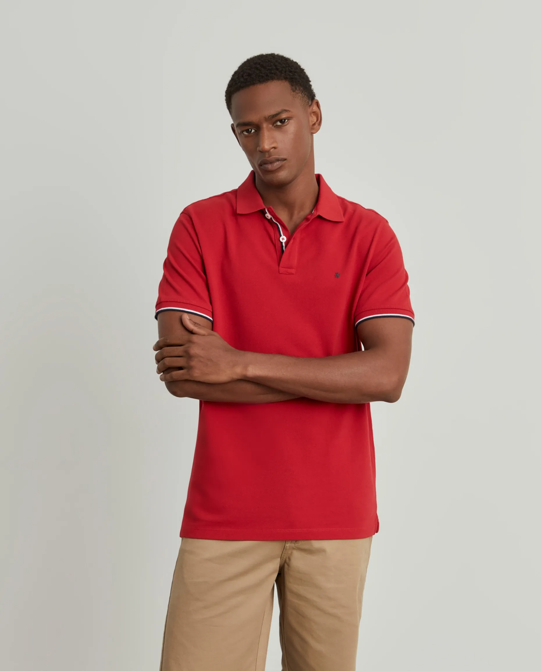Polo slim fit em algodão