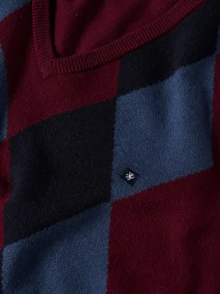 Pullover com losangos em algodão e caxemira