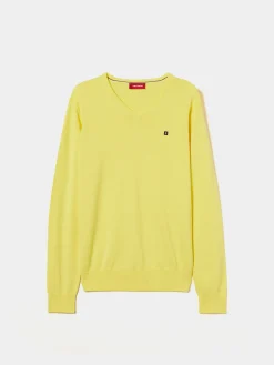 Pullover de algodão com decote em V