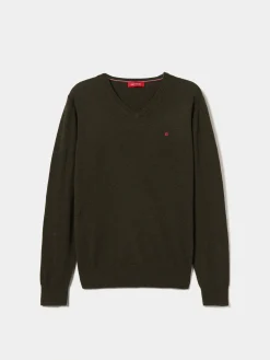 Pullover de lã decote em bico