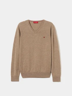 Pullover de lã decote em V