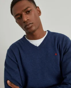 Pullover de lã decote em V