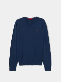 Pullover de lã decote em V