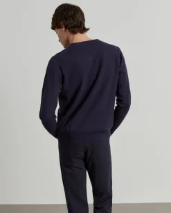 Pullover de lã decote em V