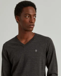 Pullover de lã decote em V