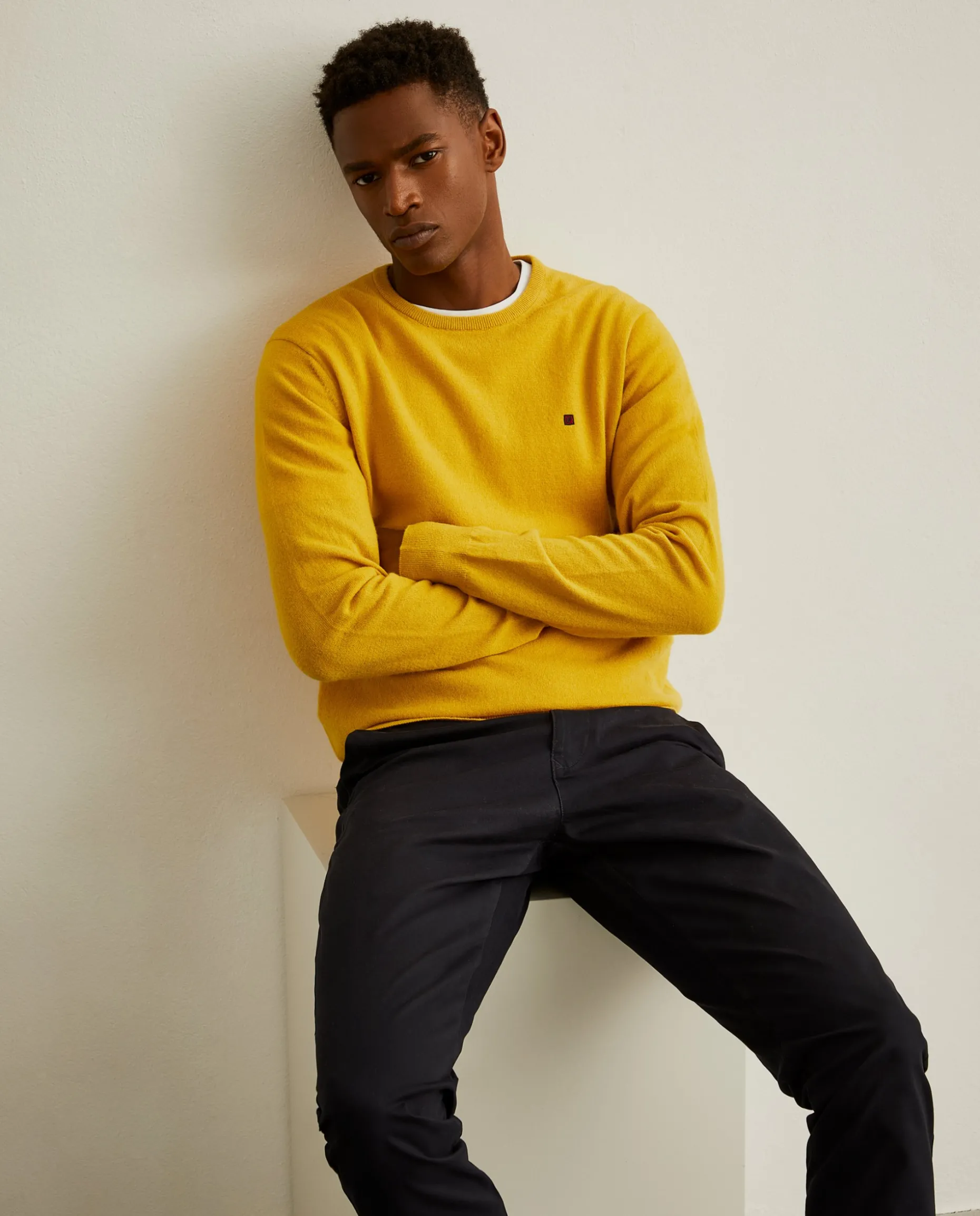 Pullover de lã gola redonda