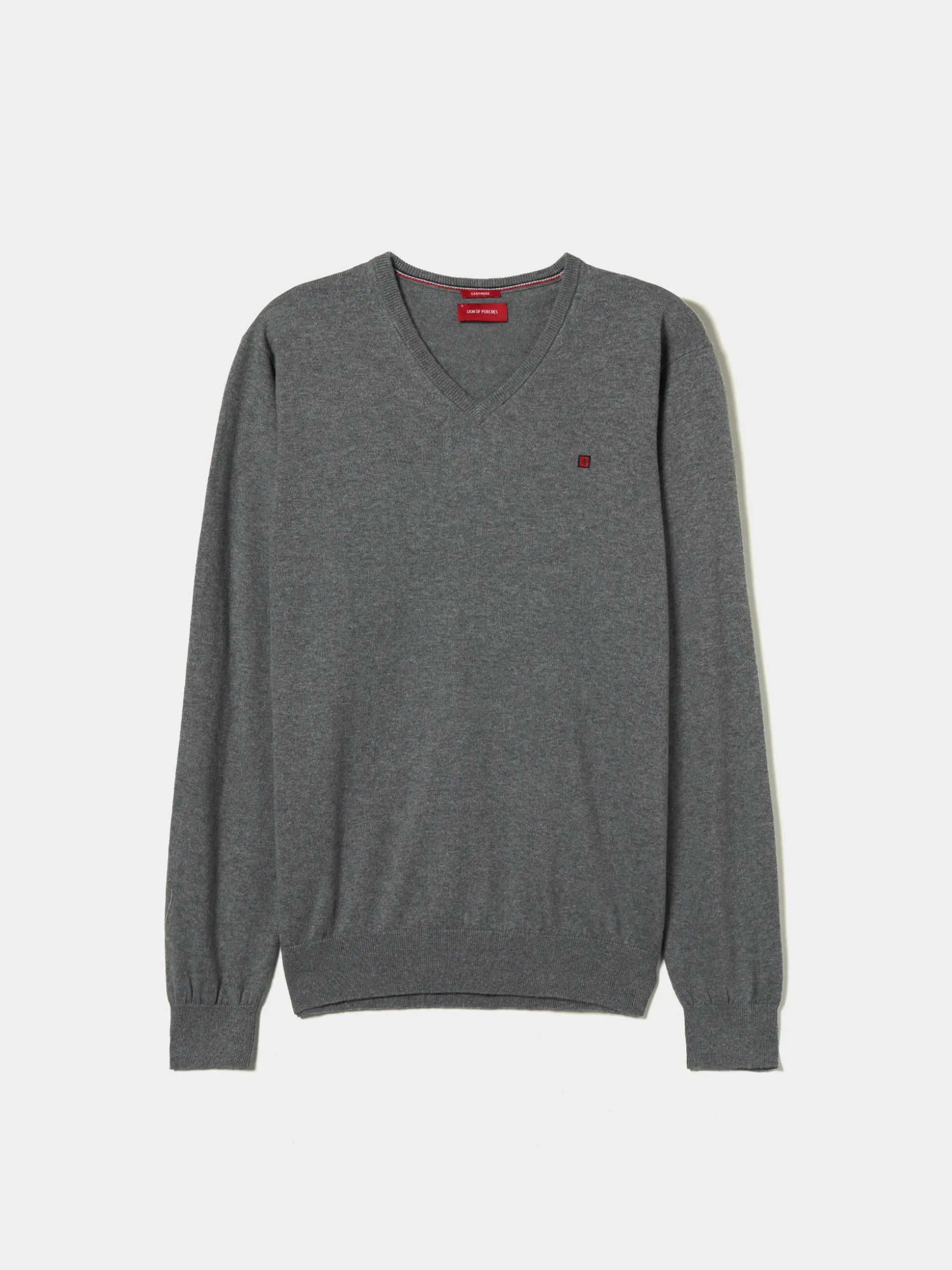 Pullover decote em V de algodão e caxemira