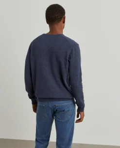 Pullover decote em V mistura de lã