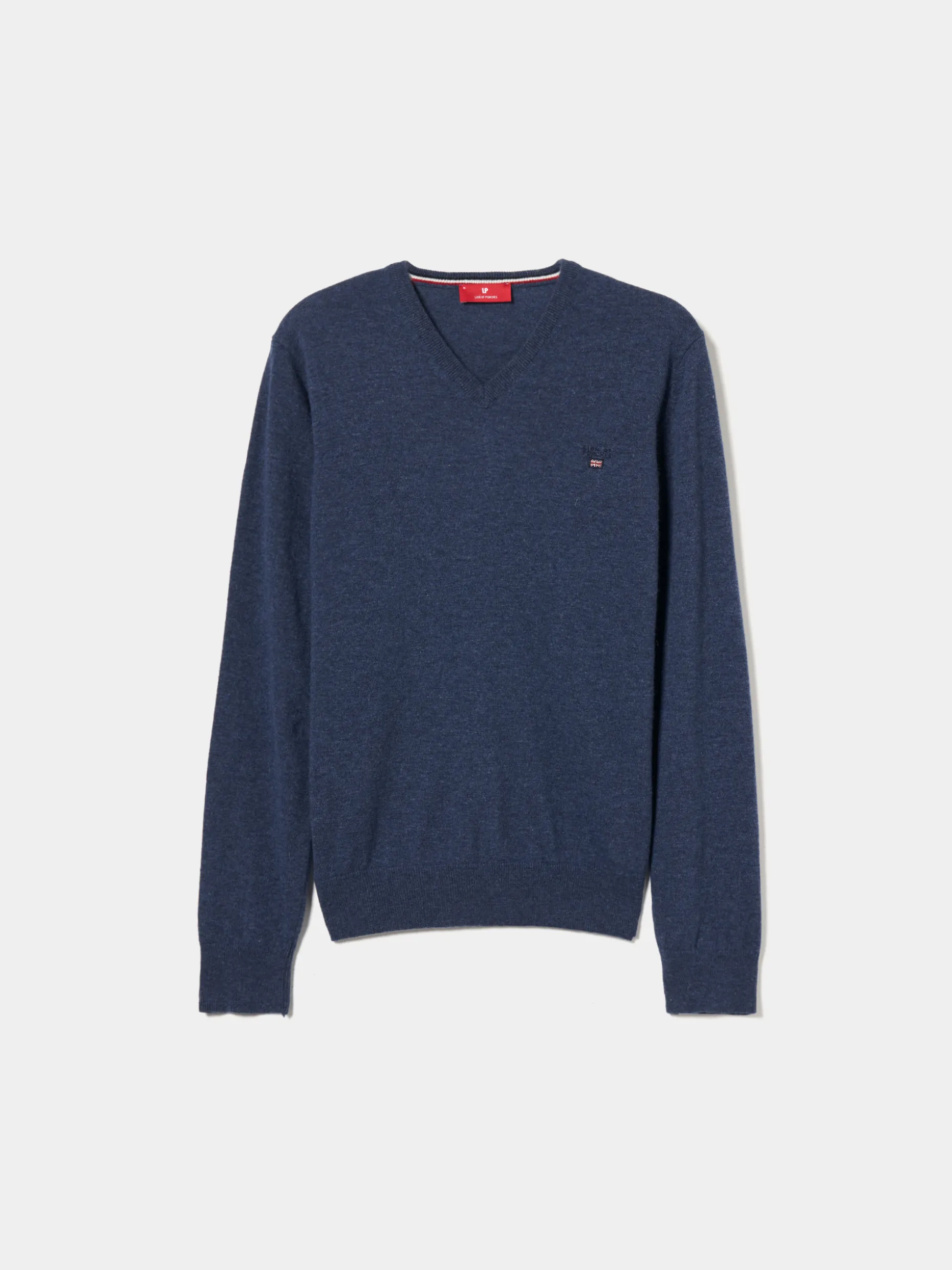 Pullover decote em V mistura de lã