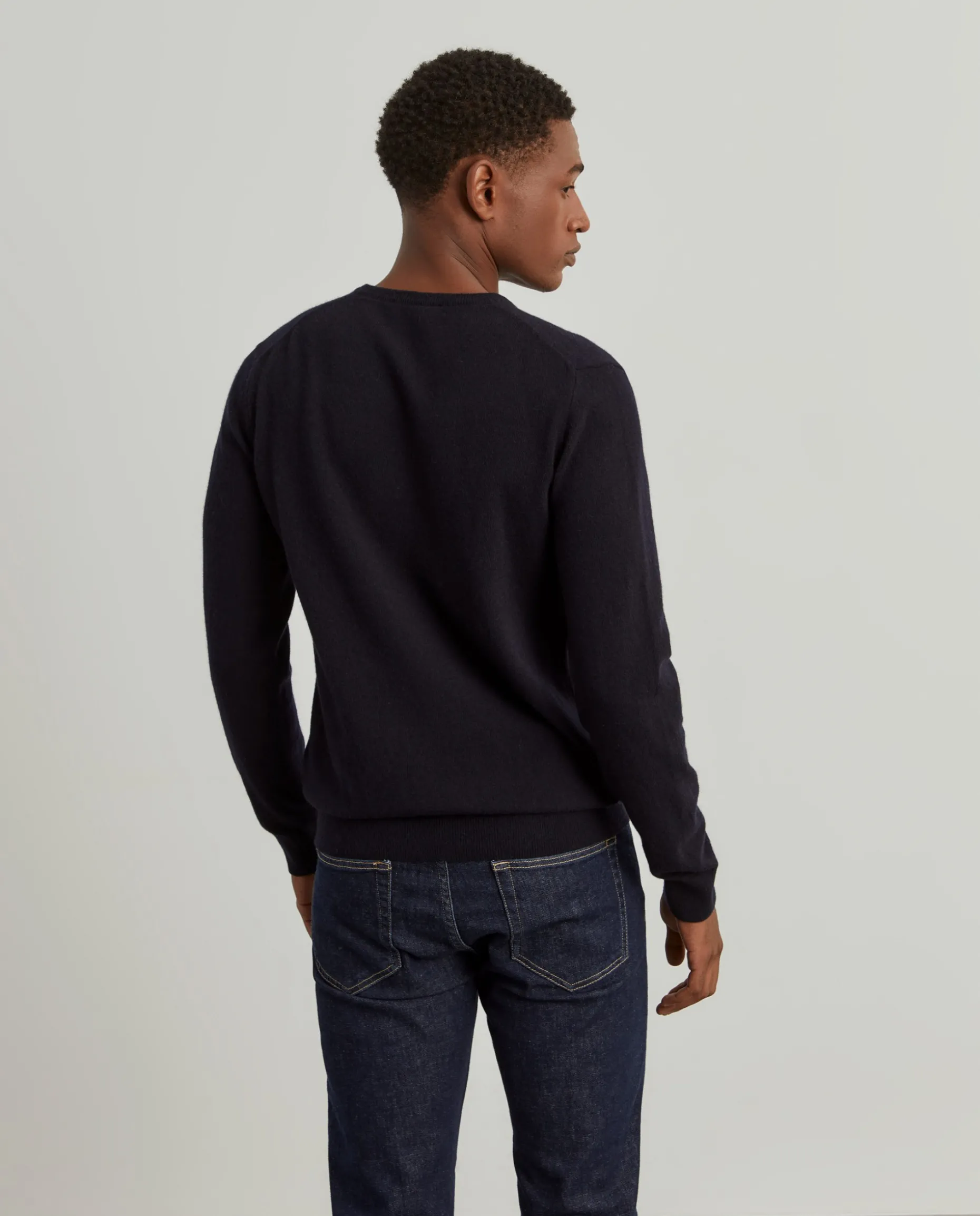 Pullover decote em V mistura de lã