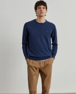 Pullover decote redondo em lã