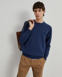 Pullover decote redondo em lã