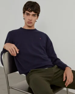 Pullover decote redondo em lã