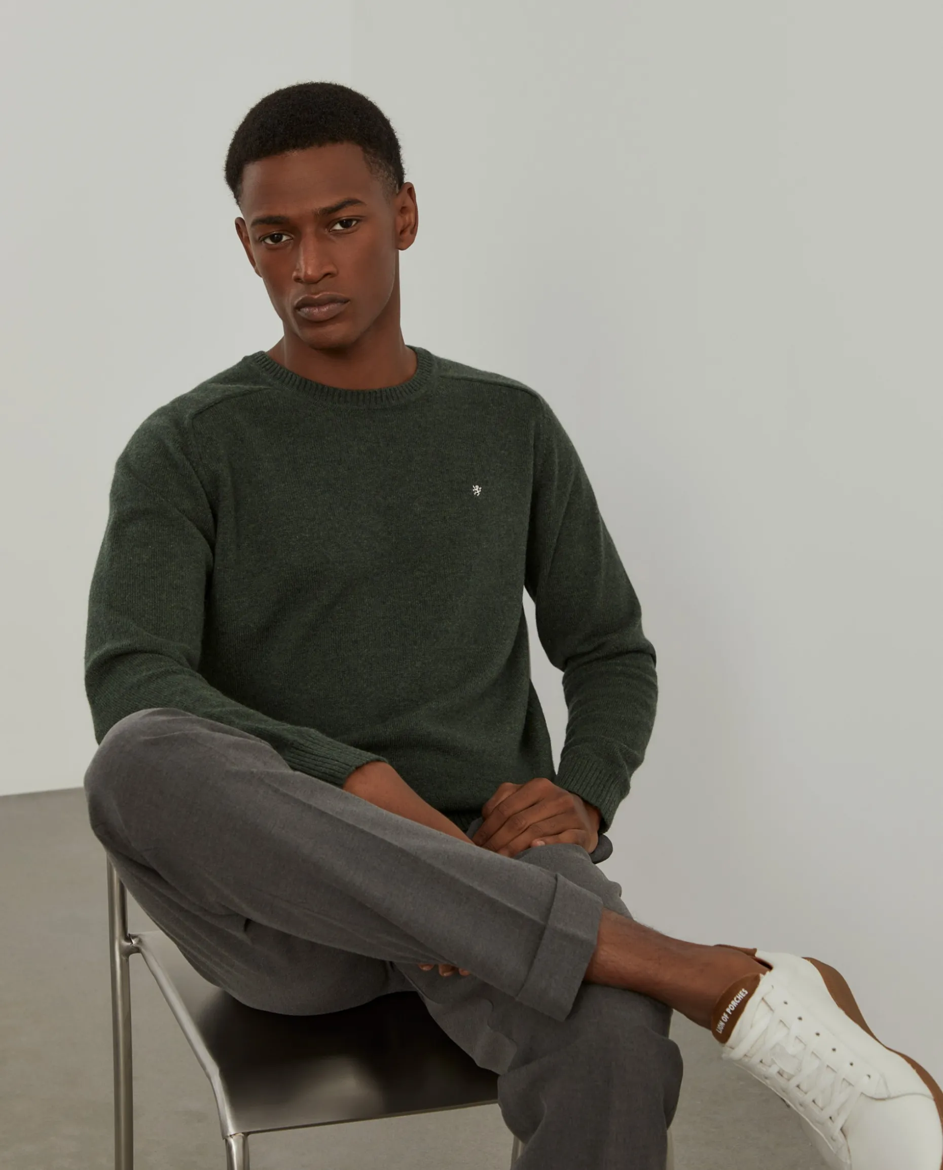 Pullover decote redondo em lã