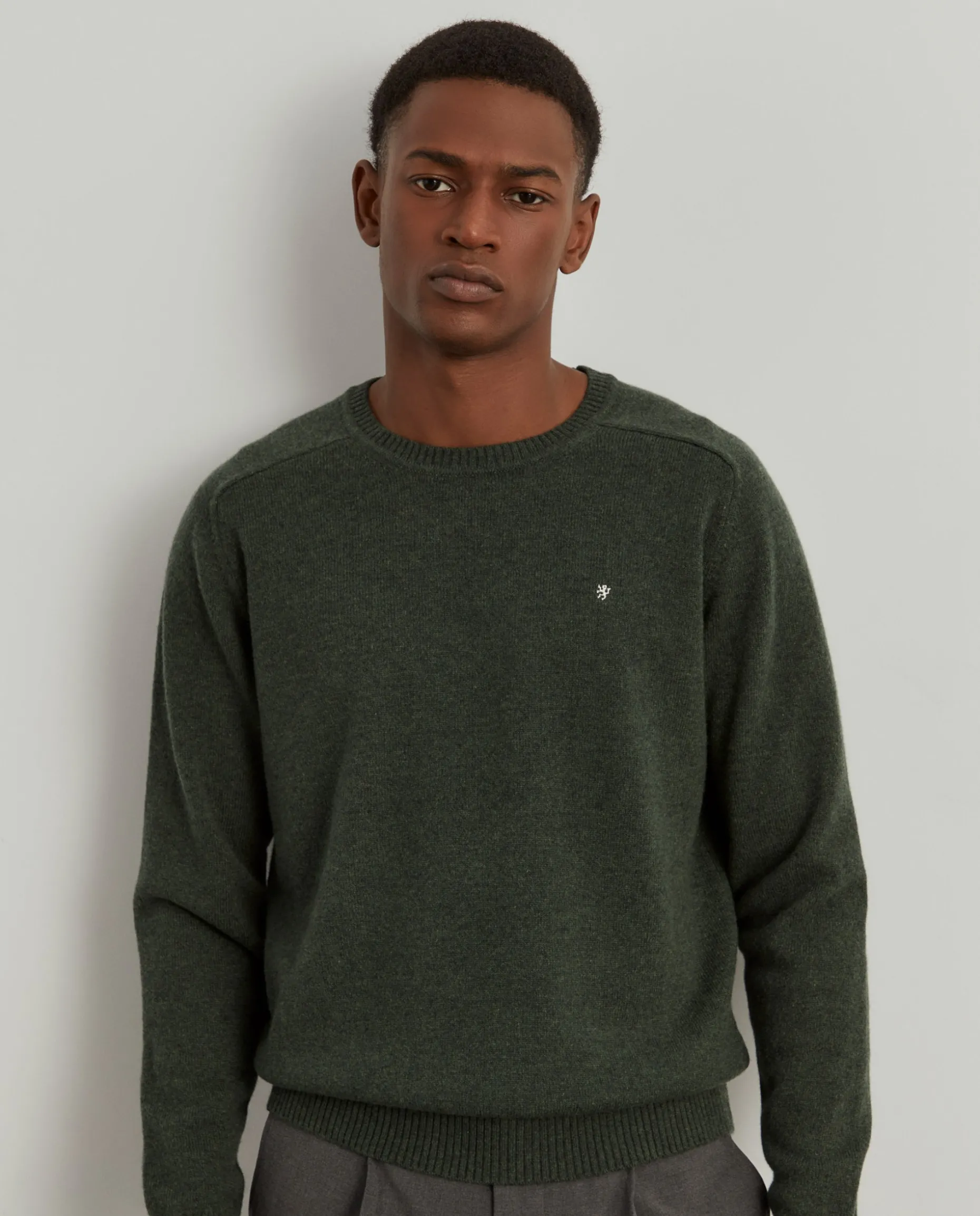 Pullover decote redondo em lã