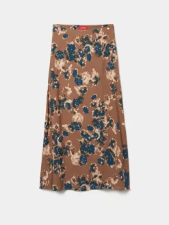 Saia comprida evasé com estampado