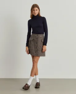 Saia curta em fazenda com padrão pata de galo