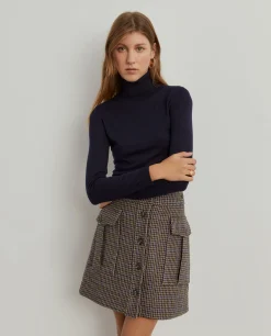 Saia curta em fazenda com padrão pata de galo