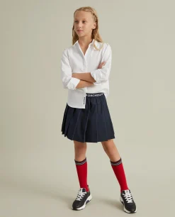 Saia de pregas com cintura elástica