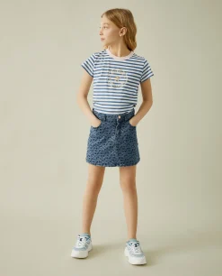 Saia denim com monograma