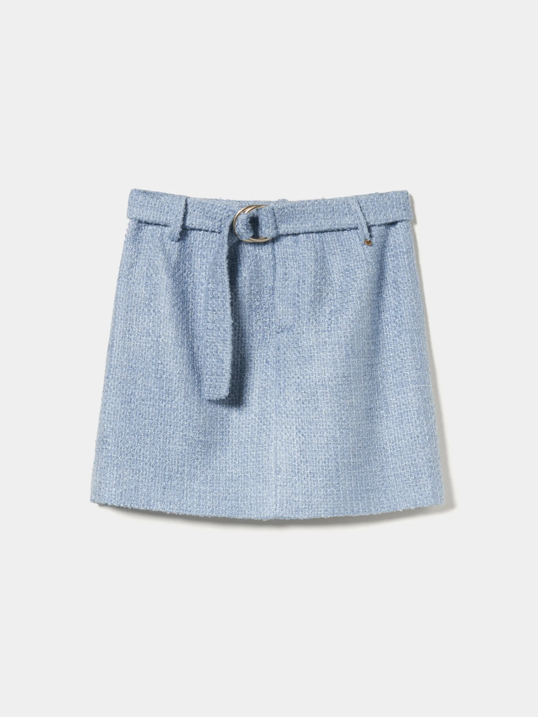 Saia tweed curta com cinto
